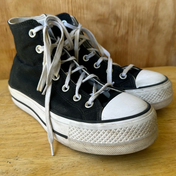 Converse Shoes - Converse Chuck Taylor All Star Platform Black Canvas Sneaker 560845F Lace Up